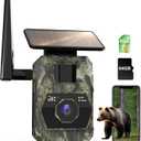 Cellular Trail Camera with Solar Panel, 2K Live Video, Colorful Night Vision, No WiFi Needed, 4G LTE SIM Card, 64G SD Card, 0.2S Trigger Motion Actived, Smart Alerts, GPS, IP66 Waterproof Game Camera