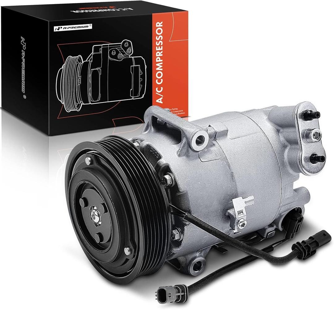 A-Premium Air Conditioner AC Compressor with Clutch Compatible with Chevrolet Cruze 1.4L 2011, Eco Model, with 2 Connectors (Not Fit 1 Cord)