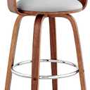 Armen Living Daxton Mid Century Modern Swivel Bar Stool for Kitchen Island Counter in Gray Faux Leather and Walnut Wood, 30" Seat Height