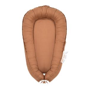 Baby Lounger, Newborn Lounger for 0-24 Months, 100% Cotton Soft Adjustable Baby Floor Seat for Travel, Co Sleeper for Girls Boys in Bed, Portable Baby Nest Lounger,Family Essentials(Brown)