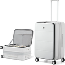 Hanke 24 Inch Expandable Checked Luggage Hard Shell Suitcases with Wheels Top Opening TSA Luggage Rolling Large Suitcases for Travel Luggage(Smoke White)