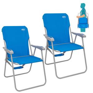 #WEJOY Folding Beach Chair for Adults, Lightweight Beach Chair with Shoulder Straps, High Back Camping Chairs with Hard Armrest, Supports 300lbs for Outdoor Lawn Concert, 2 Pack (Blue)