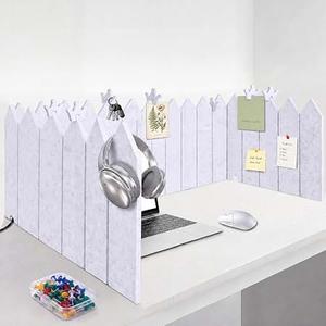Poola Voidra 86.5 x 16'' Foldable Felt Desk Divider with 25 Thumbtacks & 8 Clips, Acoustic Desk Partition Privacy Panel, Versatile Cubicle Shield Hanging Note Item, for Office Home (Triangular)