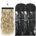 2Pcs Hair Extension Holder, Extra Long Wig Storage Bag with Hanger, Hair Extensions Wig Storage for Multiple Wigs, Hairpieces, Portable Travel-Ready Hair Extensions Bag (31.5 Inch, 2Pcs Black)