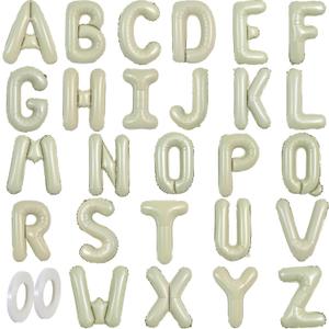 TONIFUL 52 Pcs 16 Inch Cream Green Letter A-Z Balloons,Custom Phrase Mylar Foil Alphabet Letter DIY Personalized Phrase Banner for Birthday Anniversary Celebration Graduation Party Supplies Decor