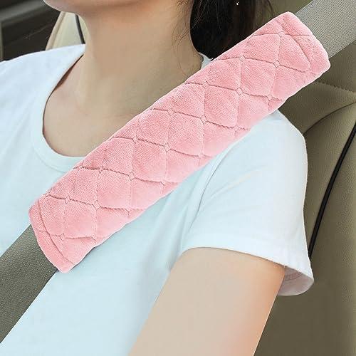Amooca Soft Auto Seat Belt Cover Seatbelt Shoulder Pad Cushions 2 PCS for a More Comfortable Driving Universal Fit for All Cars and Backpack Dirty Pink