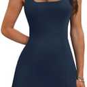OFEEFAN Athletic Dress for Women Mini U Neck Sleeveless Built in Shorts with Pockets Tennis Golf Graduation 2XL