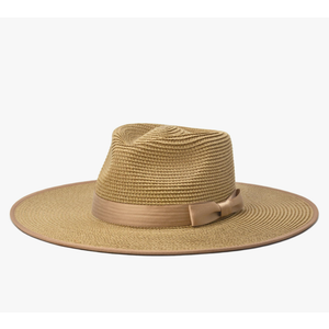 FLUFFY SENSE. Unisex Wide Brim Sun Hat Straw Panama Rancher Fedora Hat for Men Beach Hat for Women