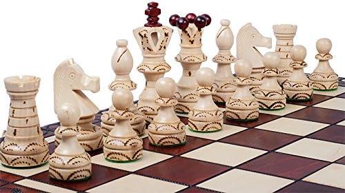 Beautiful Handcrafted Wooden Chess Set with Wooden Board and Handcrafted Chess Pieces -1-2 Players, Gift idea Products (21" (55 cm))