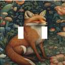 Decorative Art Light Switch Covers,2 Gang Toggle Rocker,Wall Plate,Switchplate Electrical Faceplate,Fox (2 Gang Double Toggle/5x4.9 IN)