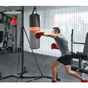 Goplus Boxing Stand for Heavy Bag and Speed Bag, Heavy Duty Free-Standing Sandbag Rack Bracket Station for Home Gym Workout Strength Training, Holds up to 220LBS, Punching Bag with Stand for Adults