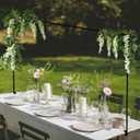 Over The Table Rod Stand with Clamps,for 24''-48'' Tall 48"-95" Length Table Arch Stand, Metal Decor Rod for Party Wedding Birthday Any Event (Black)