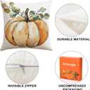 3 x Artscope Fall Decorative Throw Pillow Covers 18x18 Inch Set of 4, Hello Happy Autumn Pumpkin Maple Leaves Harvest Outdoor Farmhouse Pillow Cases for Home Sofa Couch-Orange A