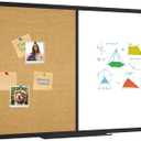 XBoard Magnetic whiteboard 36 x 24 - Combo Whiteboard Dry Erase Board/Cork Board, Magnetic White Board + Corkboard with Black Aluminum Frame, Colorful Push Pins & Marker Tray Included (36" x 24" Black)