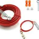 Heavy Duty Aerial Dog Tie Out Trolley System for Small to Large - Dog Run Cable 100ft /75ft Zipline with 10ft Runner Cable Great for Yard Camping Outdoor (Red, 75 ft for one up to 200 lbs)