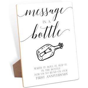 Wedding Message in a Bottle Guest Book Sign, 8x11 Inch Modern Table Signs With Stand for Ceremony, Reception, Engagement Party, Bridal Shower-18
