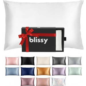 Blissy Silk Pillowcase - 100% Pure Mulberry Silk - 22 Momme 6A High-Grade Fibers - Silk Pillow Cover for Hair & Skin - Regular, Queen & King (Blissy White, Queen)
