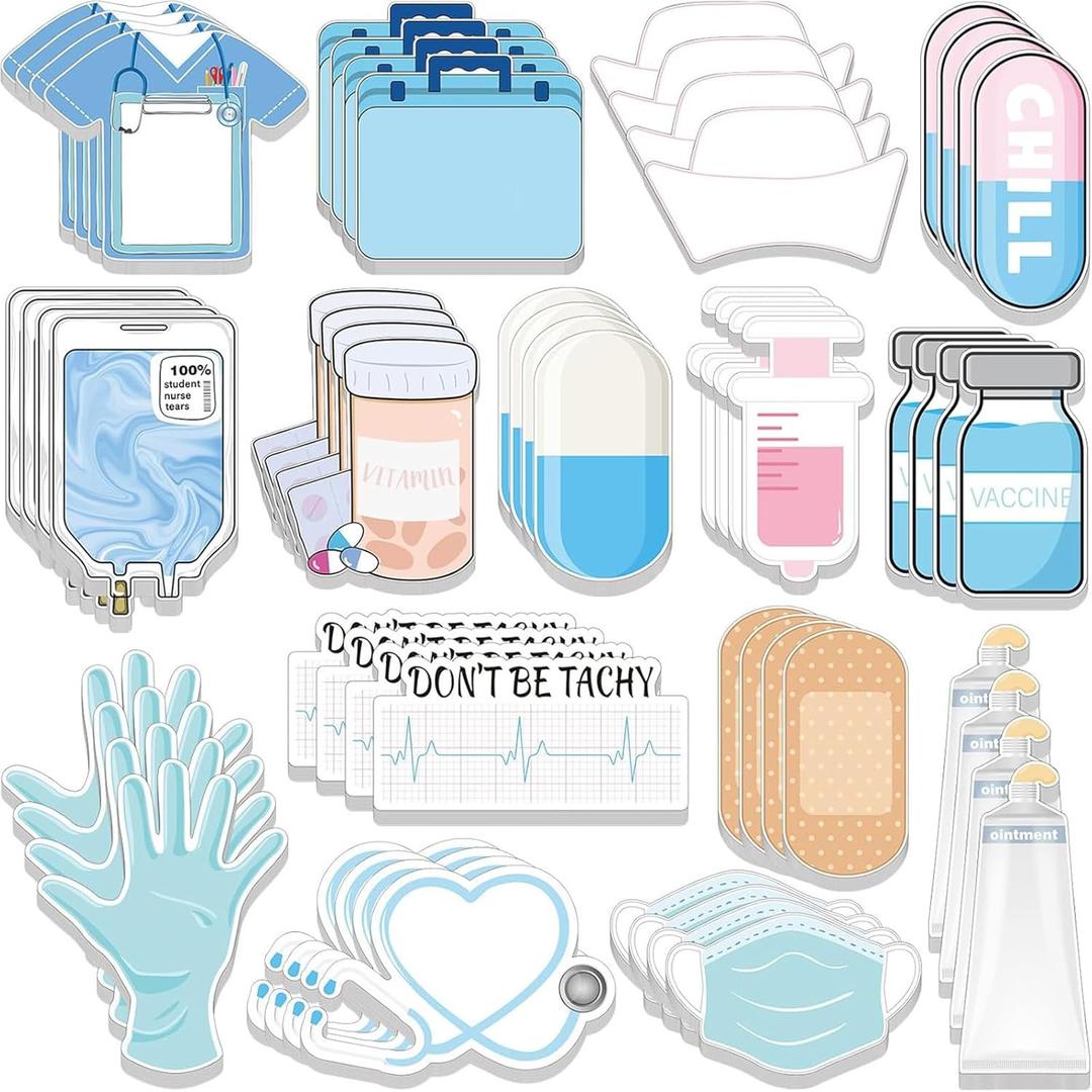 60 Pads Mini Funny Nurse Sticky Notes CNA Gifts Nursing Essentials Medical Themed Mini Notes Assorted Pads Self Stick Cute Memo for Gifts Hospital