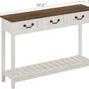 ChooChoo 47" Farmhouse Console Table with 3 Drawers, Rustic Entryway Table, Narrow Long Sofa Table for Living Room, Hallway, Behind Couch, Soft White and Brown, 11.81"D x 47.24"W x 31.3"H