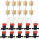 10PCS 1/4" Straight InLine Gas Fuel Shut Off Valves with Fuel Filter Clamps 493960 494768 698183 Cut Off Valves Compatible with 5019H 5019K 24507 34212 AM36141 AM107340 54-3150 1-603770