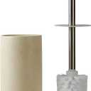 Ceramic Toilet Bowl Brush and Holder Set,Toilet Cleaning Scrub Brush,Heavy Duty Toilet Brush Quick Dry Bristles,Beige Holder Black Handle