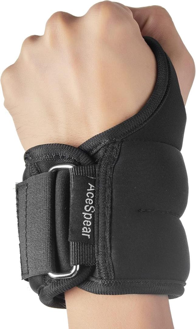 AceSpear Wrist Weights with Thumb Loops Lock for Men Women 1lbx2, 2lbsx2, 3lbsx2, Ankle Weights Weighted Gloves for Running Strength Training Walking Exercises (Black, 1 lb x 2)