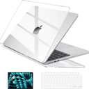 EooCoo Case Compatible with MacBook Air 15 inch M4 2025 2024 2023 Release A3241 M3 A3114 M2 A2941 Liquid Retina Display, Plastic Hard Shell Case + Keyboard Cover + Screen Protector, Crystal Clear