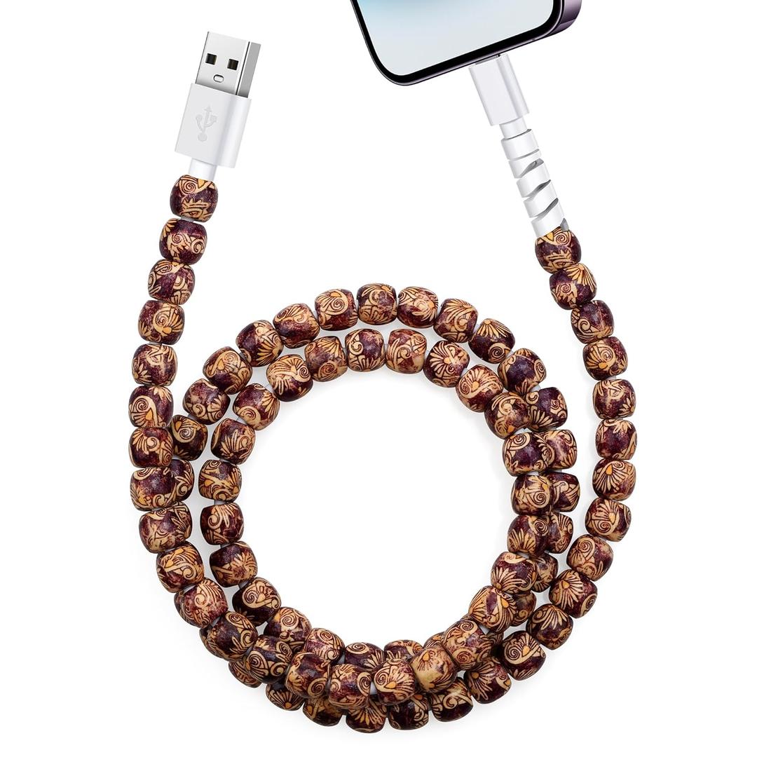 Aolcev for iPhone Charging Cord 3.3FT Cute Beaded Phone Charger Cable MFi Certified 66W Fast Charger Cord USB A Charging Cable for iPhone 14 13 12 11 Pro Max 8 7 6 Plus iPad Pro/Air/Mini Wooden
