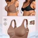 OEAK Womens Wireless Jelly Bra Plus Size Supportive Seamless Bras Full Coverage Push Up Comfortable No Underwire Tshirt Bras (Coffee, M)