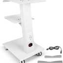 Built-in Socket Trolley, 3 Layer Tray and 360 Silent Wheels w/Foot Brake, 298lbs Weight Capacity for Home, Classrooms and Barber Shop