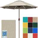 EliteShade USA 10-Year-Non-Fading 10ft Market Patio Umbrella, Commercial Grade Table Sun Umbrella with 80 Solar LED Lights, Crank Open, Windproof & UPF 50+ UV Protection for Garden, Deck, Pool, Backyard, Antique Beige