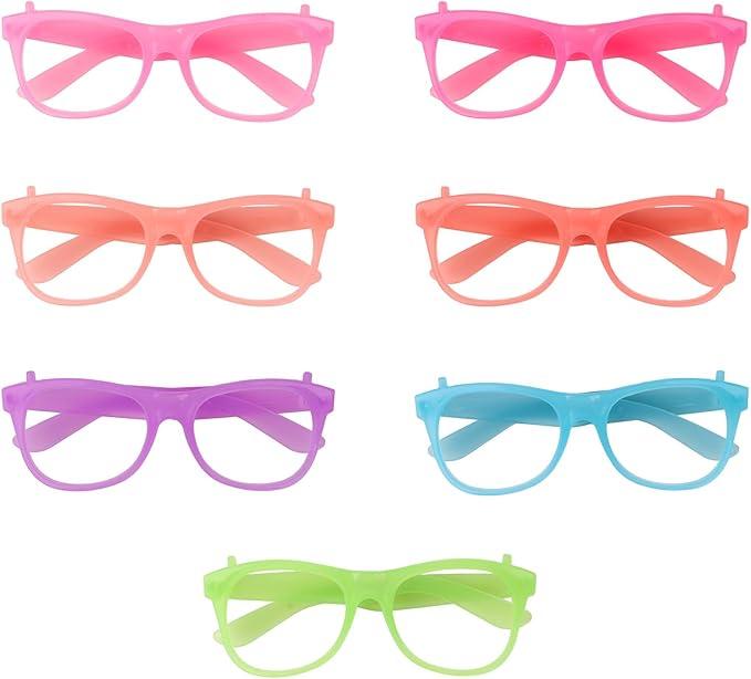 8Pack Glow in the Dark Party Glasses Frames Neon Color Eyeglasses Accessories for Photobooth Birthday Carnival