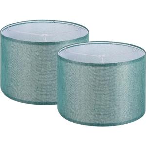 PATIKIL Drum Lamp Shades Set of 2, 13"x13"x9" Linen Round Lamp Shade for Table Lamps Easy Assembly Lampshade for Table Lamps Floor Lamps Bedside, Blue
