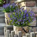 Waipfaru 36 Bundles Artificial Plants Outdoor,Fake Flowers UV Resistant Outdoor Fake Plants,Faux Lavender Shrubs for Window Garden Patio Hanging Planter Pathway Front Porch (Purple)