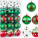 Christmas Ornaments Balls - 30 Pcs 2.4 Inch Shatterproof Plastic Christmas Balls Sets, Red Green & White Small Christmas Tree Ball Hanging Ornaments for Holiday Wreath Party Christmas Tree Decor (D)