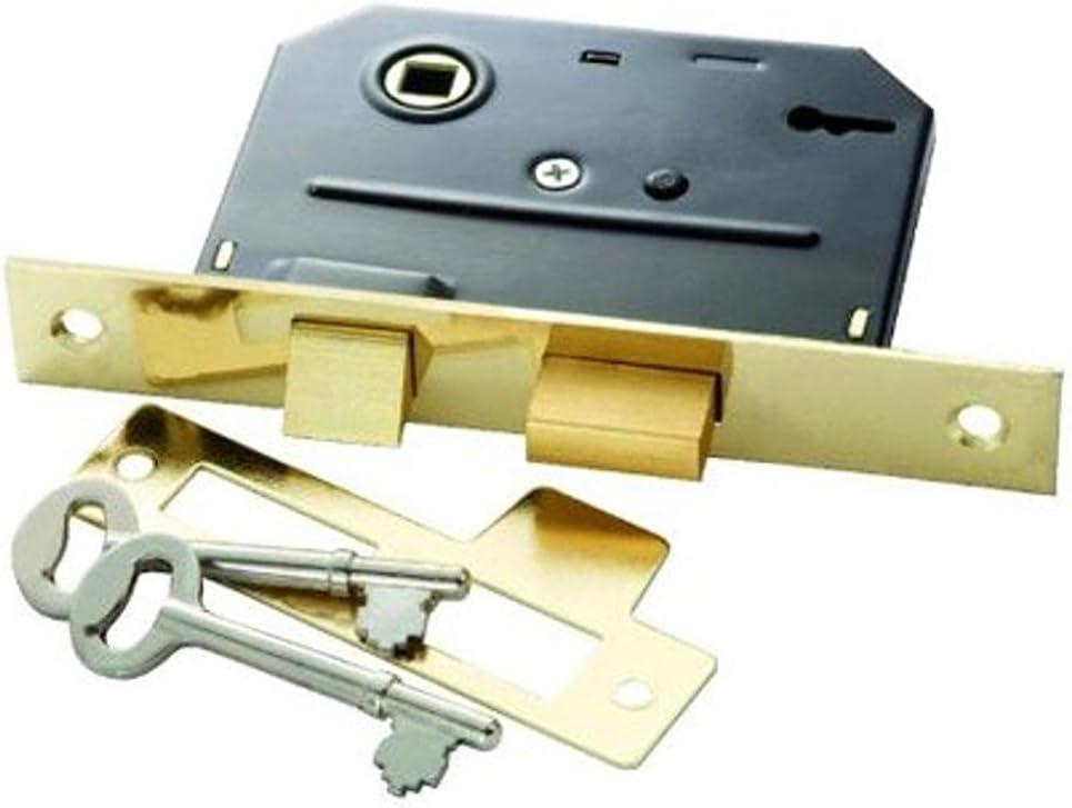Bit Key Mortise Lock for 1-3/8 Inch Door, 2-1/4 Inch Backset Polished Brass Finish
