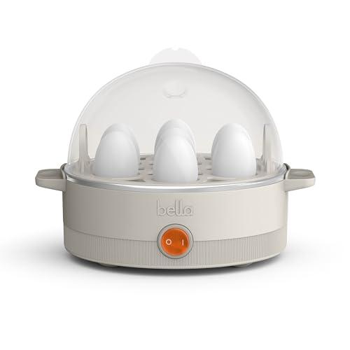 bella Electric Egg Cooker, 7 Eggs Capacity Tray, Single Stack, for Poached, Scrambled, Hard, Medium & Soft Boiled Eggs, Omelets and Steamed Dumplings, Auto Shutoff, 360 Watt, Oatmilk
