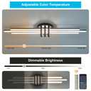 Garwarm 39In Modern Dimmable Linear LED Ceiling Light with Remote, Black