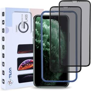 TILON (2 Pack) Privacy Screen Protector Compatible for iPhone X/XS/11 Pro, Innovative Anti-Spy 3D Touch Full Cover 9H Tempered Glass Ultra-Clear Bubble-Free Easy Installation with Free Frame-5.8inch