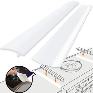 Silicone Gap Cover, (2 Pack) Silicone Gap Stopper Kitchen Stove Counter Gap Covers - Flexible Stove Space Fillers, Food Grade (21inches, White)