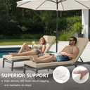 72 x 21 Inch Outdoor Chaise Lounge Cushions Set of 2 - Removable Cover, 4-Section Design, Water-Repellent & Fade-Resistant, 6 Tie Straps, Replacement for Patio & Pool Chairs - Cream