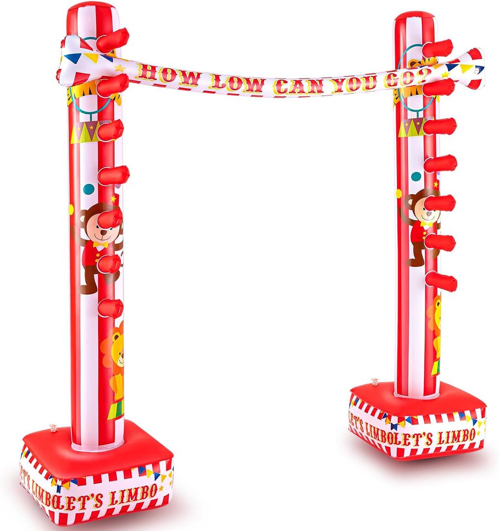 Threan Circus Inflatable Limbo Game for Kids Adults Toddlers Carnival Theme Party Enhance Family Bonding for Indoor Outdoor Birthday Picnic Pool