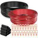 8 Gauge Wire (25ft Each - Red/Black) Copper Clad Aluminum CCA - Primary Automotive Wire,Car Amplifier Power & Ground Cable, 20PCS Lugs Terminal Connectors,20PCS 2:1 Heat Shrink Tubing