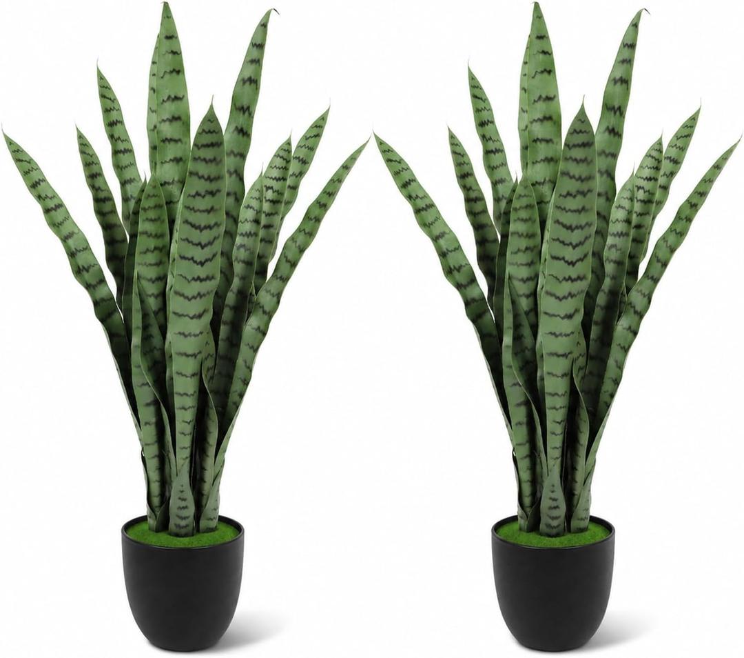 AXHJ 3FT Tall 2 Pack Artificial Snake Plant Faux Sansevieria with 24
