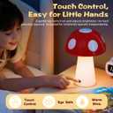Mushroom Night Light, Rechargeable Cordless Table Lamp for Bedroom, Dimmable LED Night Lights for Toddler , Baby Essentials for Newborn, Stocking Stuffers for Teen Boys, Dorm Room Essentials (red)