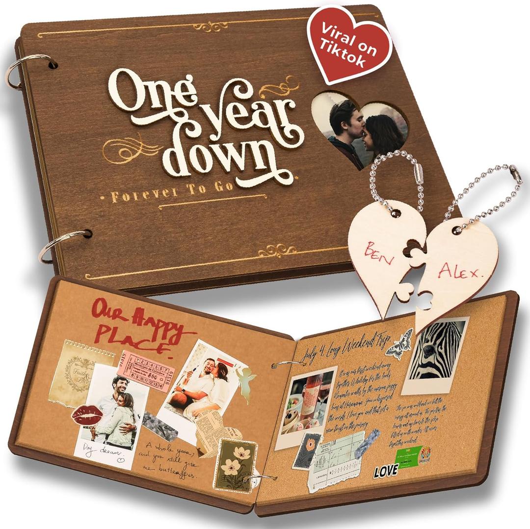 1 Year Anniversary Boyfriend Gifts - One Year Dating Gifts For Her Girlfriend, 1 Year Anniversary Scrapbook, 1st Wedding Gift