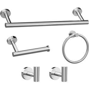Bathroom Hardware Towel Bar Set -Brushed Nickel Bathroom Accessories Set - Including 16" Hand Towel Bars - Toilet Paper Holders - Towel Rings - Robe Towel Hooks