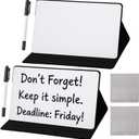 Dunzoom 2 Pcs Portable Small White Board Reusable Dry Erase Board with Stand 9 x 6 Inch Desktop Whiteboard with Markers Wipe Cloths for Office Meeting Home (Black)