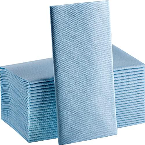 Baby Blue Paper Napkins | Linen Feel Guest Disposable Cloth Like Dinner Napkins | Hand Towels | Soft, Absorbent, Paper Hand Napkins for Kitchen, Bathroom, Parties, Weddings, Dinners | 50 Pack