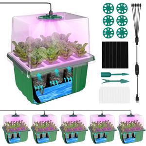 Self Watering Seed Starter kit with Grow Light, 6 Pack /72 Cells Seed Starter Trays with Timer, Plant Germination Trays with Dome, Heightened Lids for Greenhouse Seeding Planting Growing Self Watering Seed Starter kit with Grow Light, 6 Pack /72 Cells Seed Starter Trays with Timer, Plant Germination Trays with Dome, Heightened Lids for Greenhouse Seeding Planting Growing